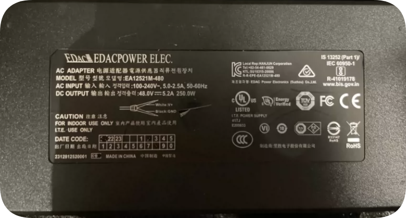 *Brand NEW* EDAC EA12521M-480 48V 5.2A 250W Level VI ITE AC Adapter Multi Certified Desk